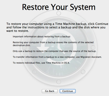 restore mac system from time machine