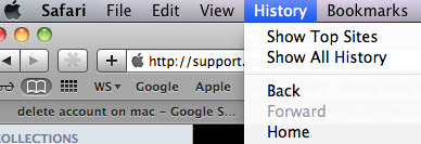 how to delete history on a mac