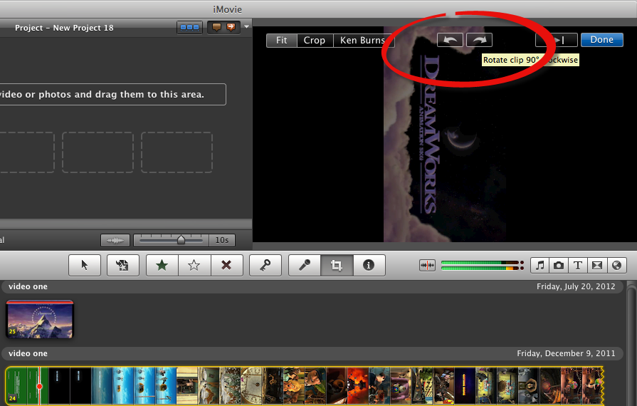 how to rotate a video in imovie