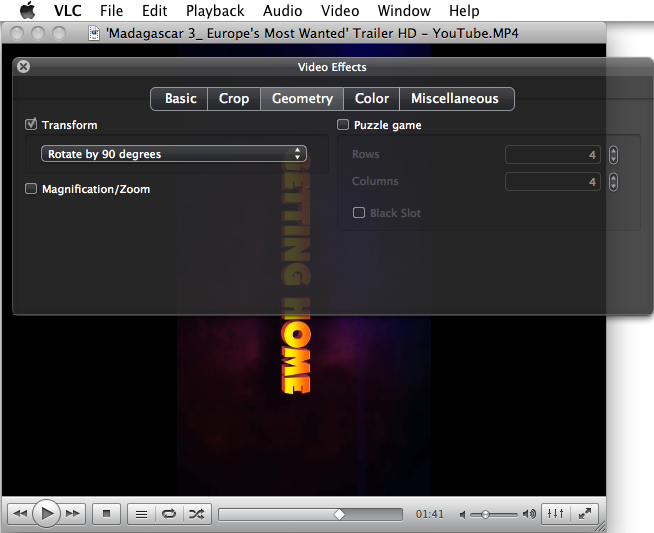 rotate video on vlc
