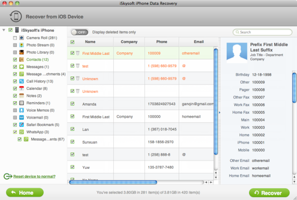 iPhone data recovery for Mac