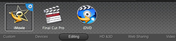 Select "iMovie" from the output format list